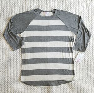 NWT Lularoe Gray White Stripe Randy Shirt Medium
